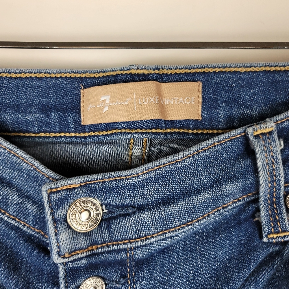 7 FAM button fly luxe Vintage high waist ankle skinny jeans size 33 - Picture 4 of 9